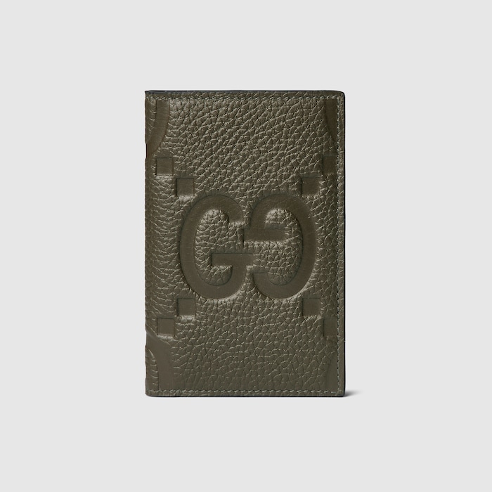 GG Jumbo long card case in dark green leather | GUCCI® US