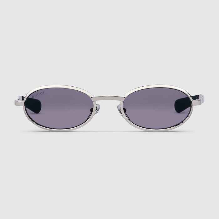 Oval frame sunglasses in silver-toned | GUCCI® US