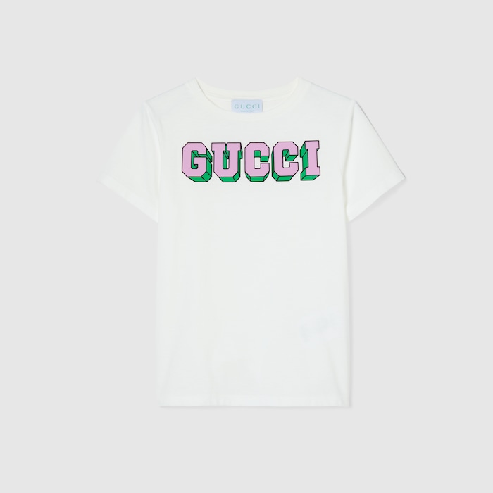 チルドレンズ〕プリント コットン Tシャツ ・ホワイト | GUCCI公式