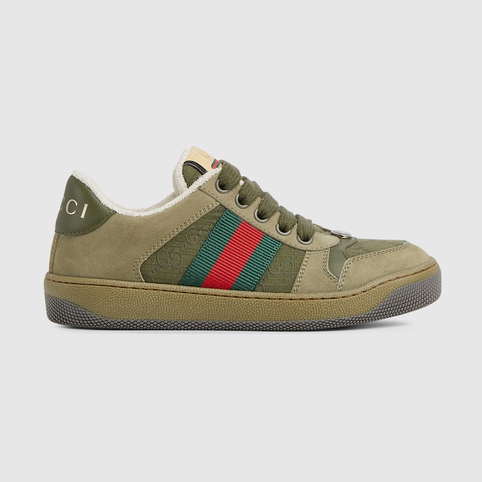 Children's Screener sneaker in green suede | GUCCI® US