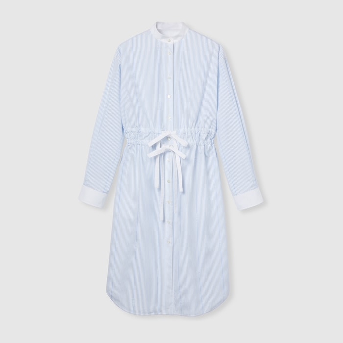 Gucci cotton fil coupé shirt dress in white and light blue