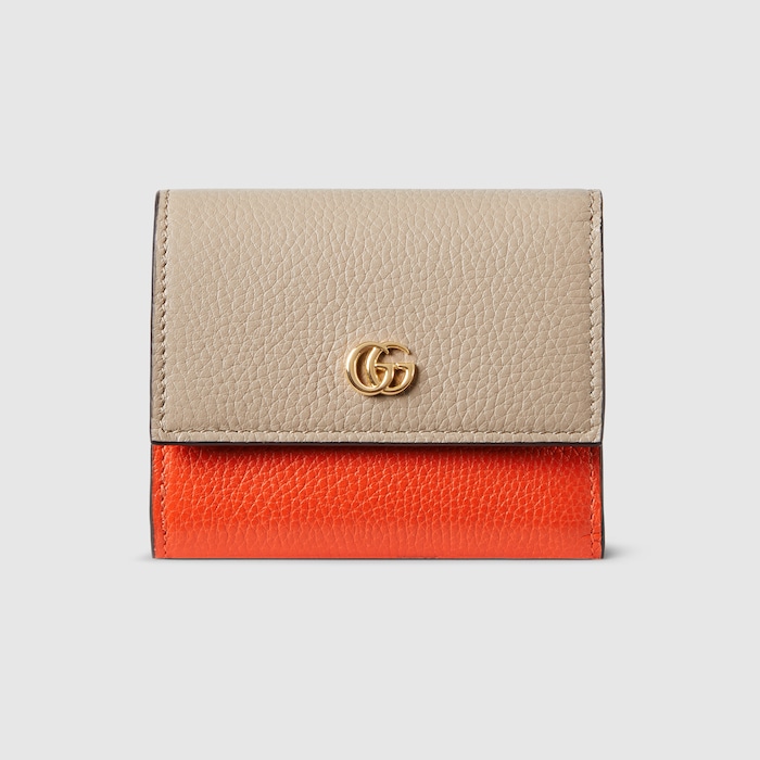 日本限定 ダブルG バイカラー ミニ ウォレット ・ベージュ＆オレンジ