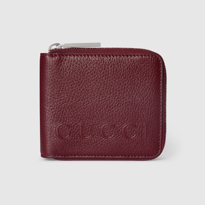 Zip coin wallet with logo in rosso ancora red leather