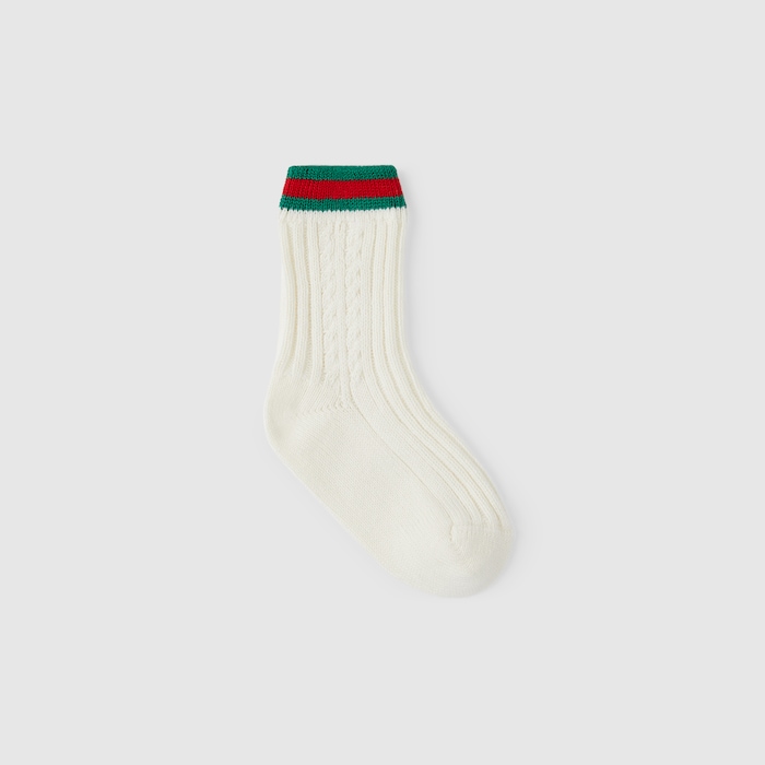 Baby cotton socks with Web in off white | GUCCI® US