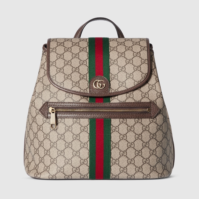 Ophidia medium backpack in beige and brown GG fabric | GUCCI® SG