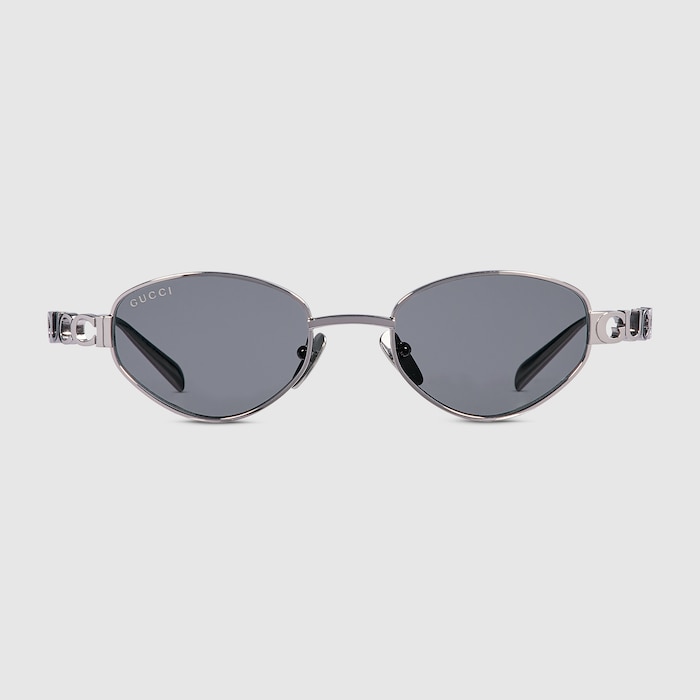 Oval frame sunglasses in light ruthenium | GUCCI® US