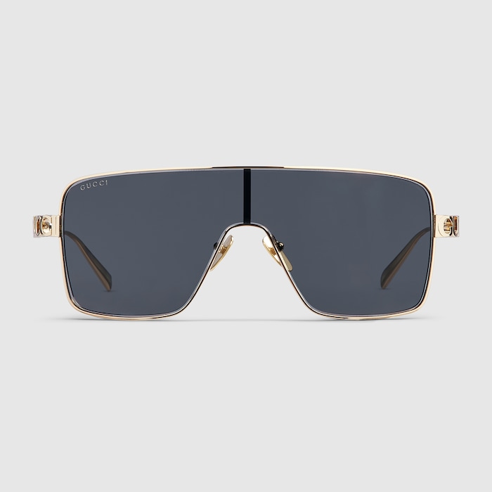 Rectangular frame sunglasses in light gold | GUCCI® US