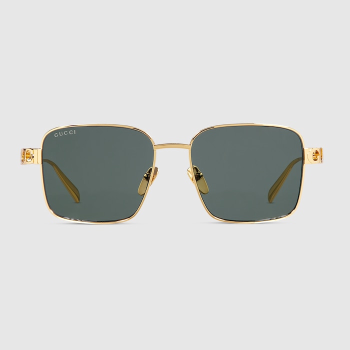 Square frame sunglasses in light gold | GUCCI® US