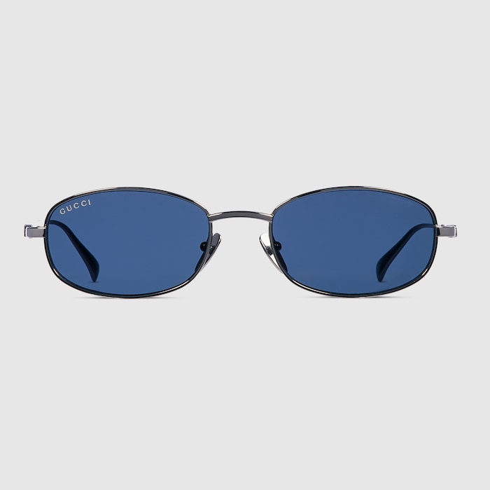 Oval frame sunglasses in dark ruthenium | GUCCI® CA