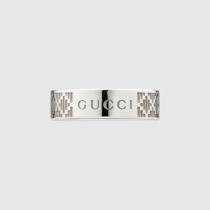 GUCCI マーモントリング　サイズ22 Gucci GG Marmont Cabled Sterling Silver Band Ring | Neiman