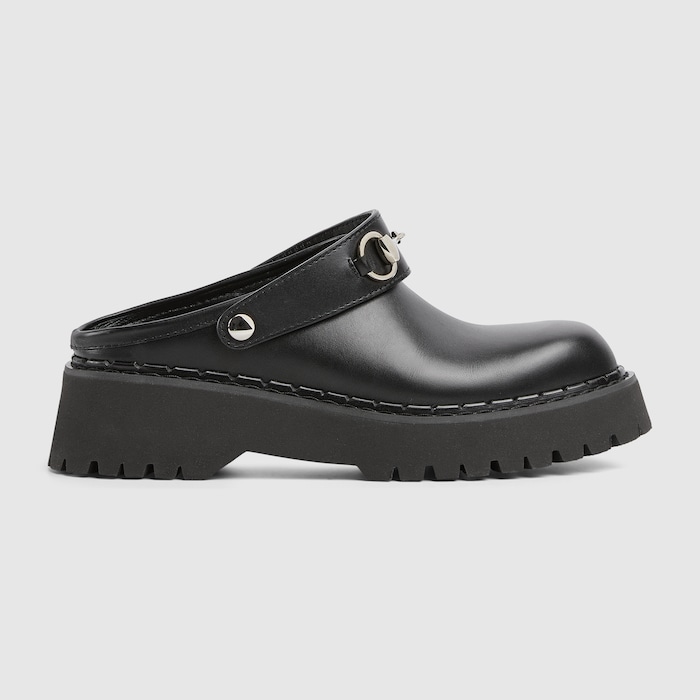 Women's mule with Horsebit in black leather | GUCCI® US