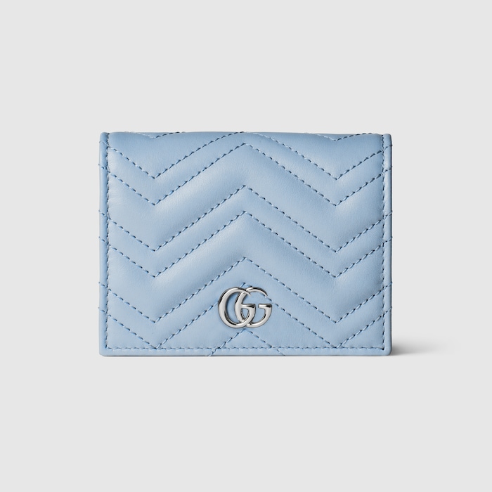 GG Marmont small wallet in light blue leather | GUCCI® US