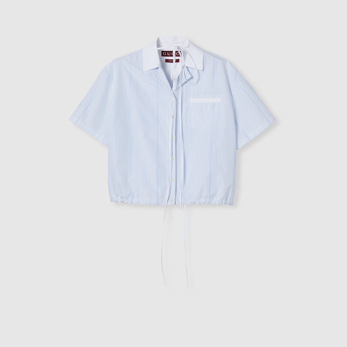 Gucci cotton fil coupé shirt in white and light blue | GUCCI® US