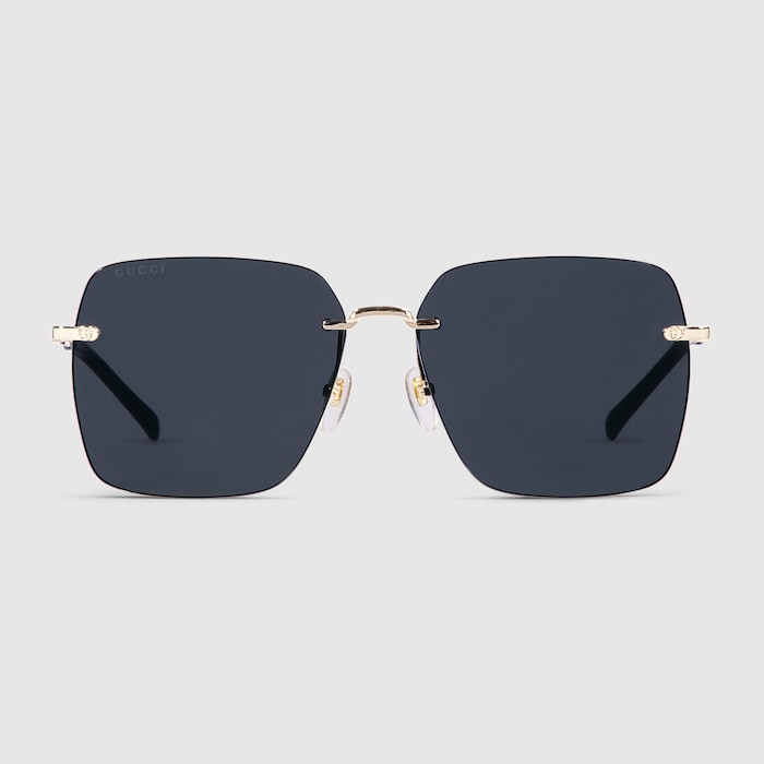 Specialized fit square sunglasses in light gold | GUCCI® US
