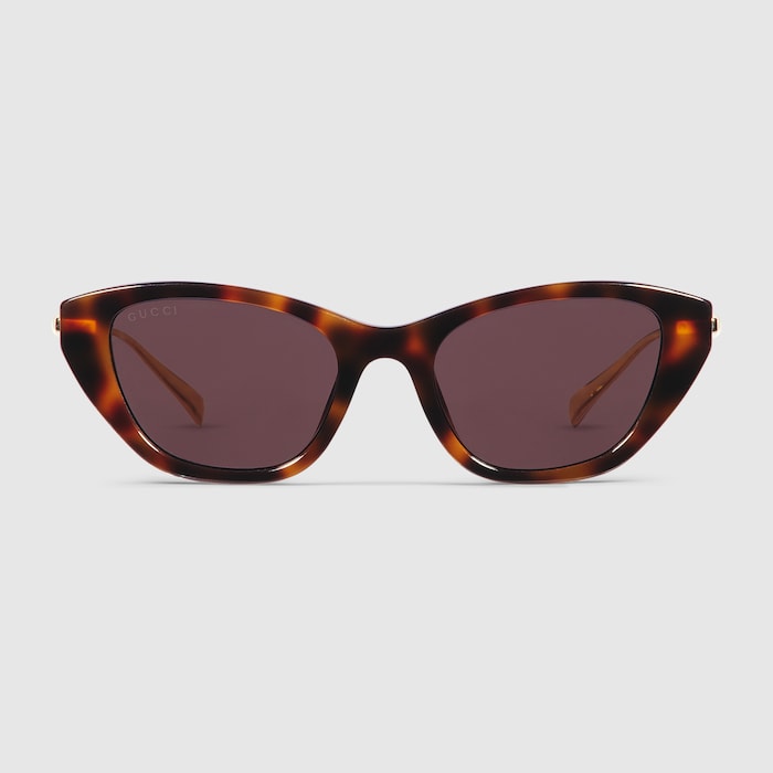 Cat eye frame sunglasses in medium brown tortoiseshell | GUCCI® US