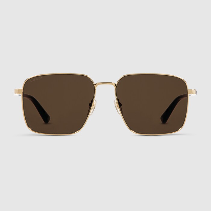 Low nose bridge fit sunglasses in light gold | GUCCI® SG