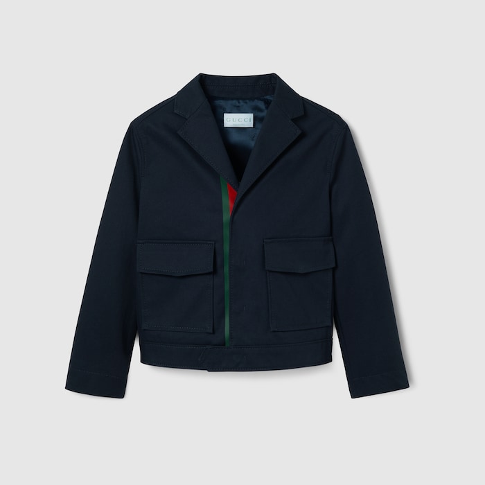 Children's cotton jacket with Web in dark blue | GUCCI® US