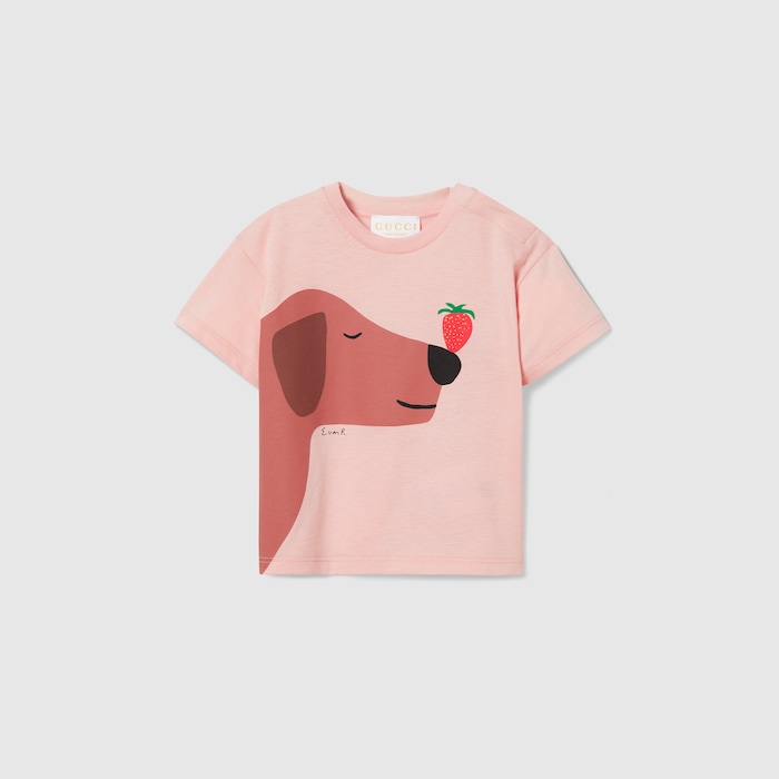 GUCCI BABY 正規品 動物プリント Tシャツ ピンク 100cm Baby printed cotton T-shirt in light pink | GUCCI® US