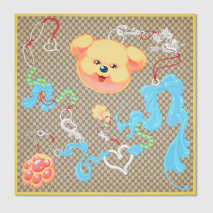 GUCCI コラージュ アート 90 x 90 project printed silk carré in multicolor | GUCCI® US
