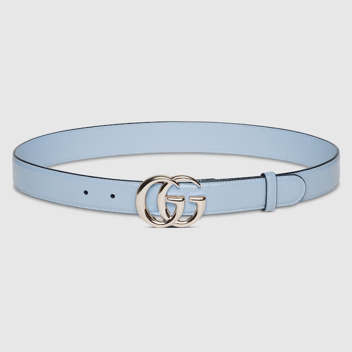GG Marmont thin belt in light blue leather | GUCCI® US