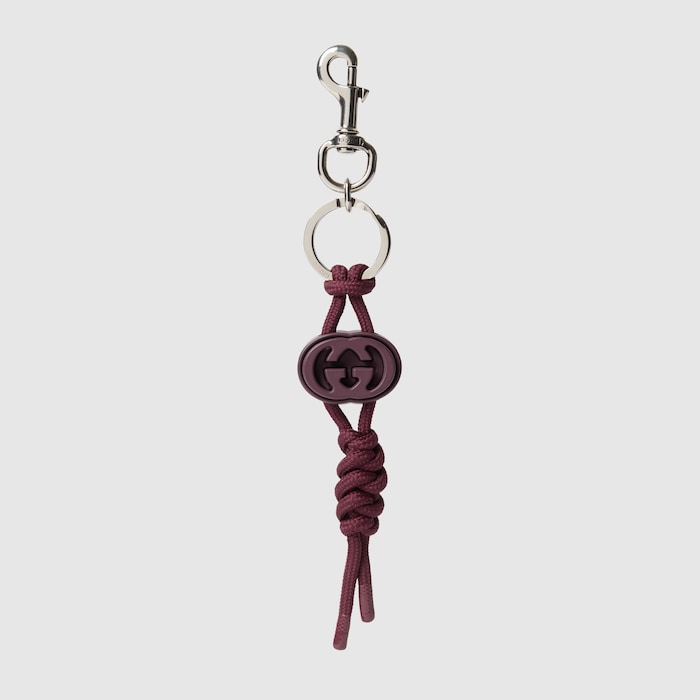 Keychain with Interlocking G in Rosso Ancora red rope