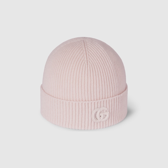 GUCCI ベレー帽 56cm S ピンク Cashmere hat with patch in light pink | GUCCI® US
