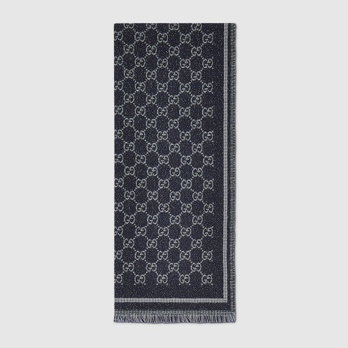 GG wool scarf in dark blue | GUCCI® ZA