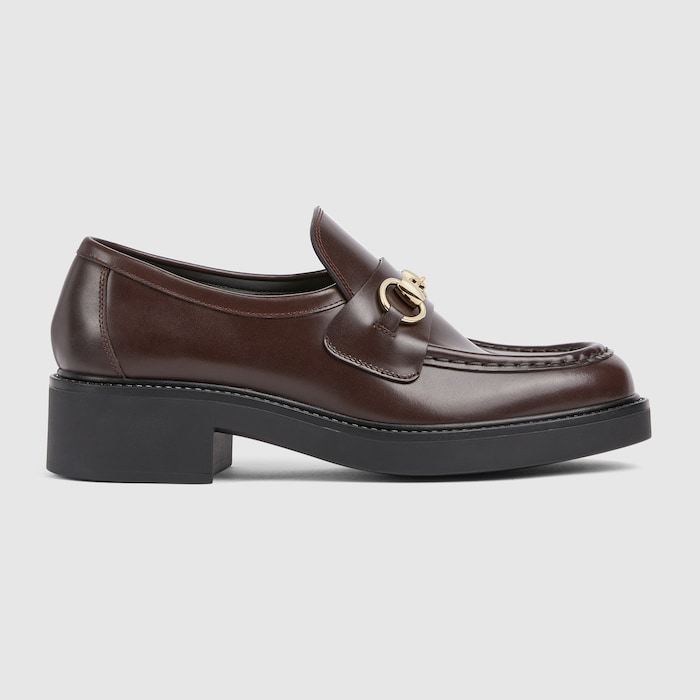 Mocassins avec Mors pour femme en cuir marron foncé | GUCCI® CA