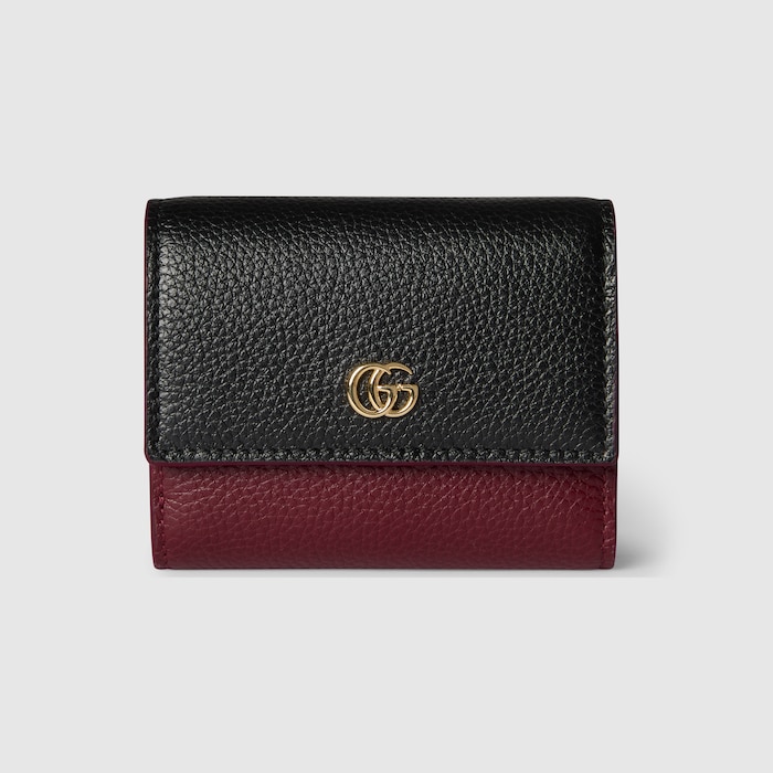 ダブルG バイカラー ミニ ウォレット ・ブラック＆レッド レザー