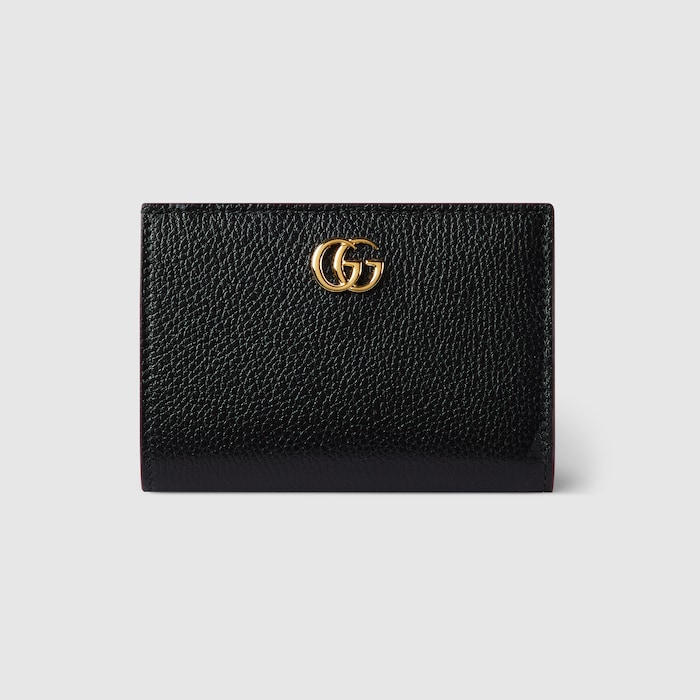 GUCCI 二つ折り財布 黒 レザー ダブルG 二つ折りウォレット ・ブラック＆レッド レザー | GUCCI公式