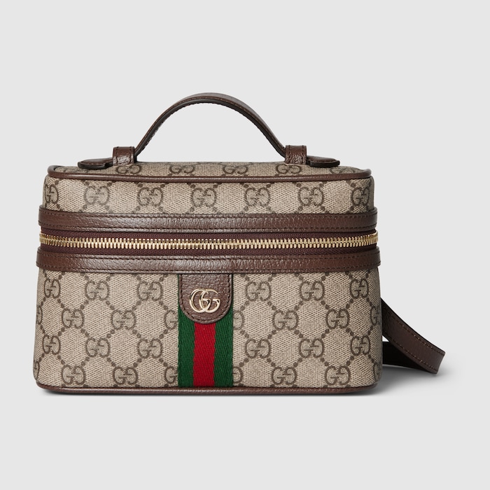 Ophidia small vanity bag in beige and brown GG fabric | GUCCI® SG