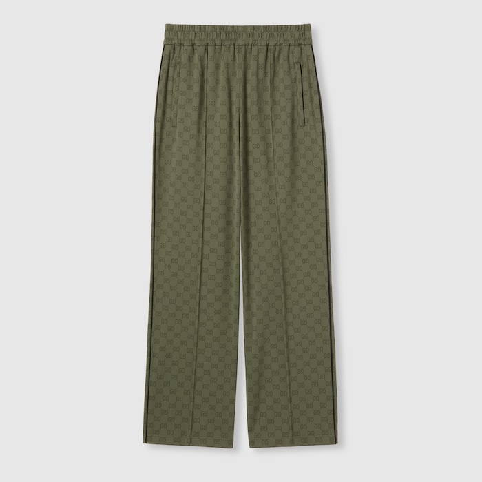 パンツ GUCCI Olive Green Gg Fabric Pant GG cotton canvas pant in blue | GUCCI® US