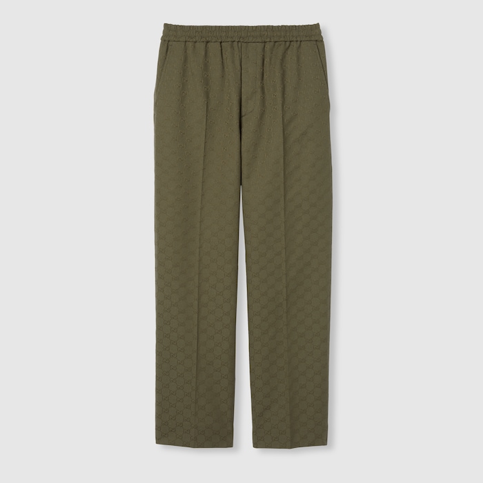 GUCCI｜SLACKS (768124 XJF8S 5874) GG canvas pant in forest green | GUCCI® US