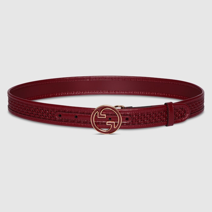 GUCCI インターロッキングベルト80 インターロッキングG バックル付き ベルトブラック レザー