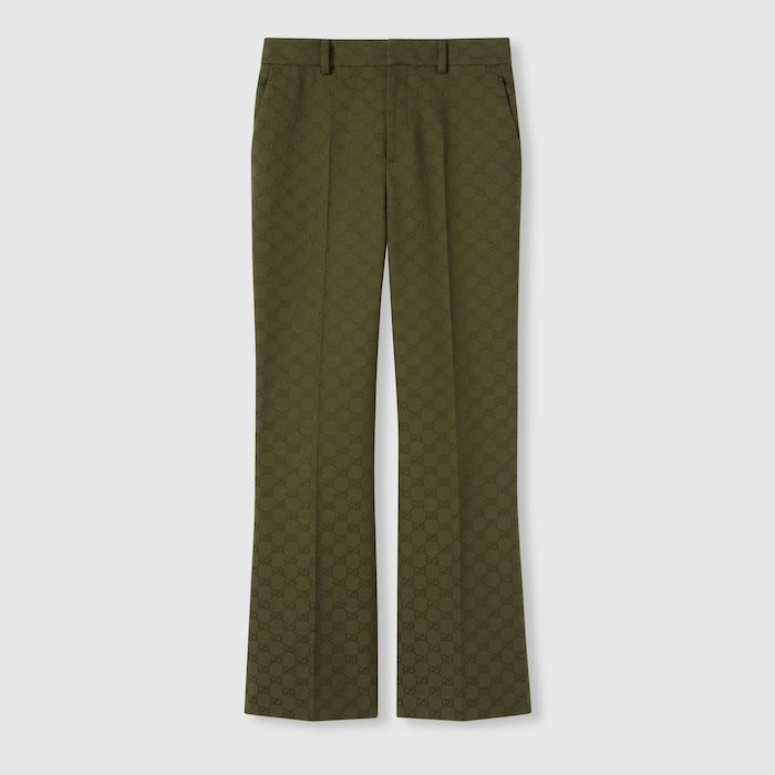 【関税&送料込】Gucci Olive Green Gg Fabric Pant 837435_Z7ADE_3602_001_100_0000