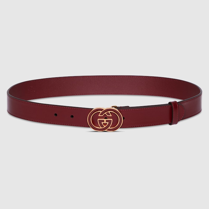 Belt with Interlocking G buckle in Rosso Ancora red leather