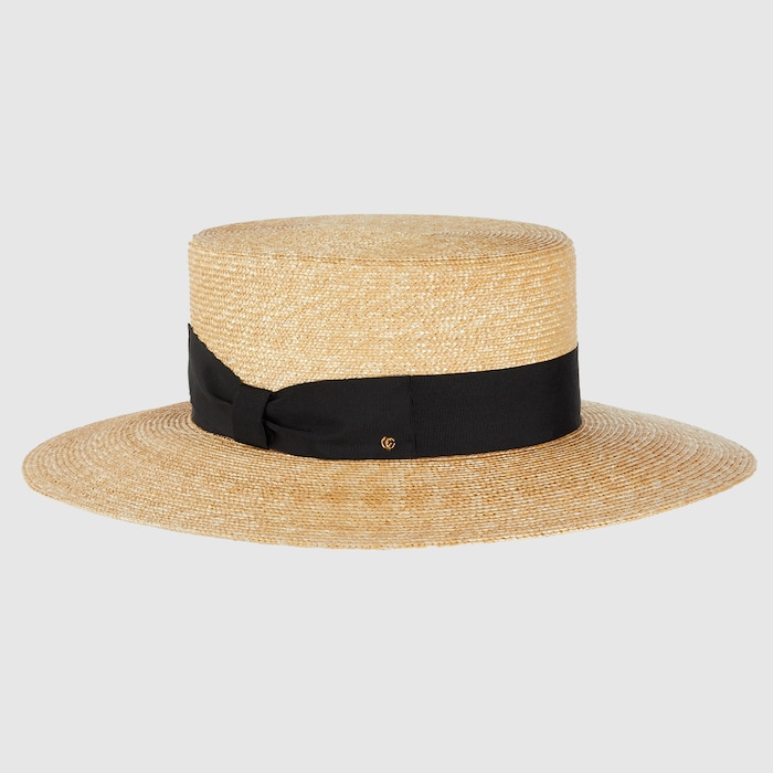ストローハット GUCCI RAFFIA HAT Straw hat with grosgrain detail in beige | GUCCI® CA