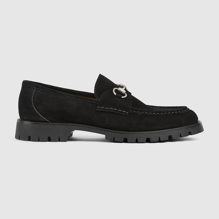 Men's loafer with Horsebit in black suede | GUCCI US Men's loafer with Horsebit in black suede | GUCCI US