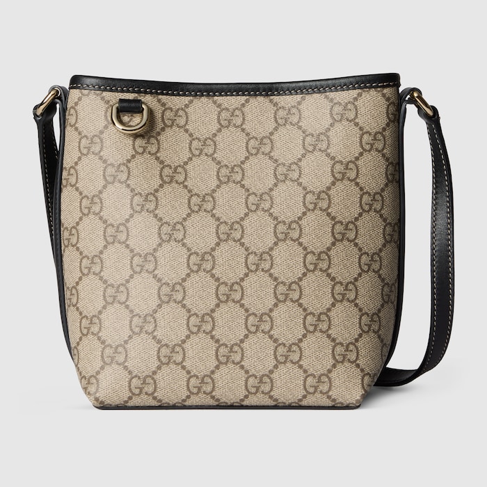 GG Emblem nano bucket bag in beige and dark brown fabric | GUCCI® SI