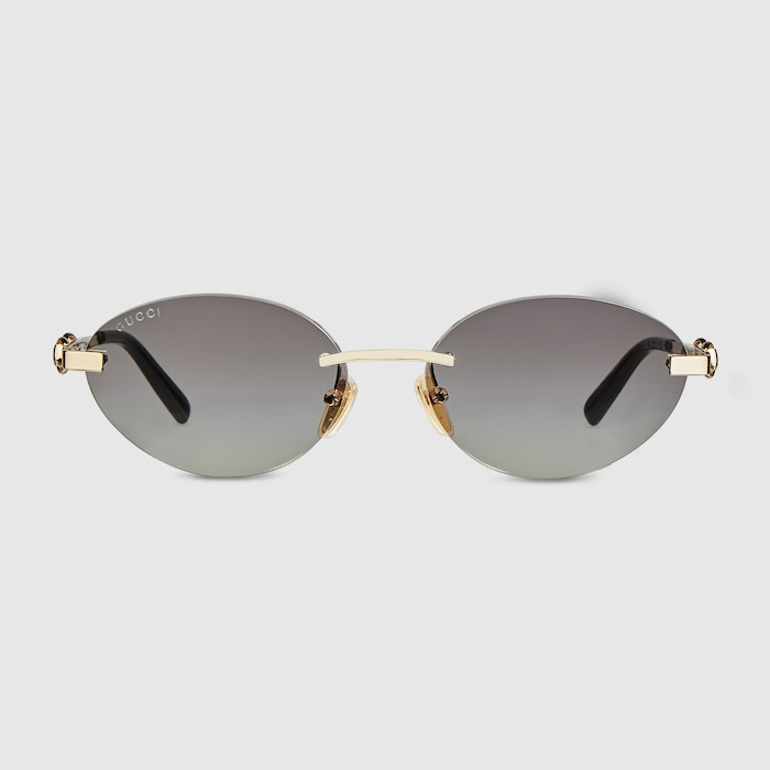 Frameless oval sunglasses in gold-toned | GUCCI® US