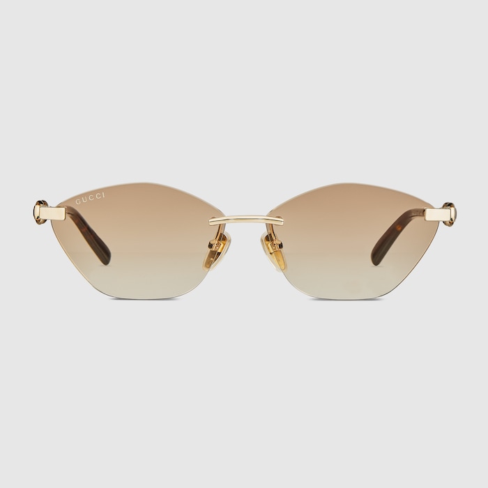 Cat eye frame sunglasses in gold-toned | GUCCI® GR