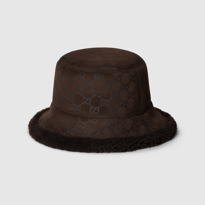 GG suede and merino wool hat in dark brown | GUCCI® US