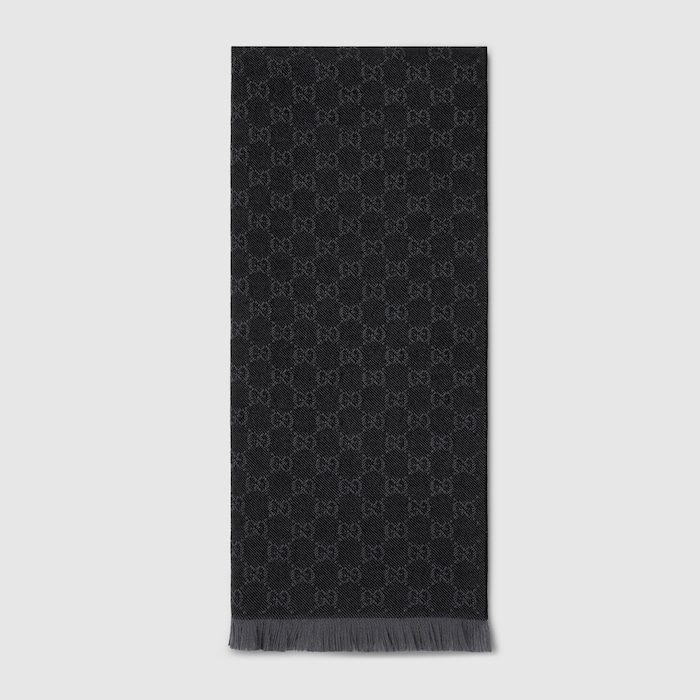 GG wool scarf in black and light grey | GUCCI® US