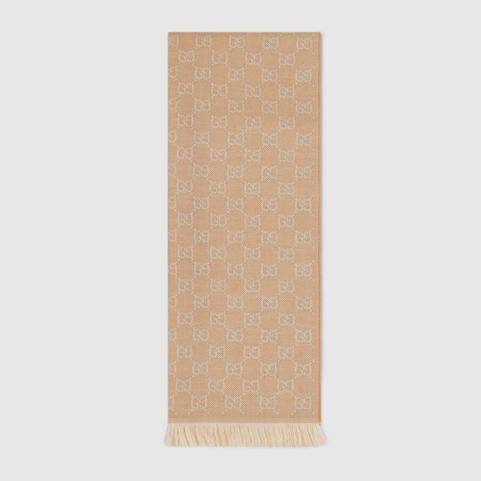 GG wool scarf in beige and ivory | GUCCI® US