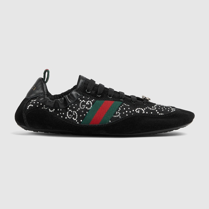 Women's Gucci Shift GG crystal sneaker in black mesh | GUCCI® US
