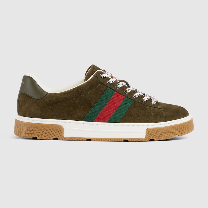 Aromaページ GUCCIスニーカー　36(23cm)ブラウン/グリーン Men's Gucci Ace sneaker with Web in forest green suede | GUCCI® US