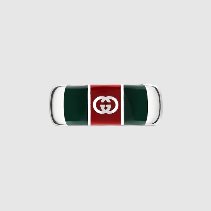 ウェブ ストライプ ディテール ワイドリング ・スターリングシルバー