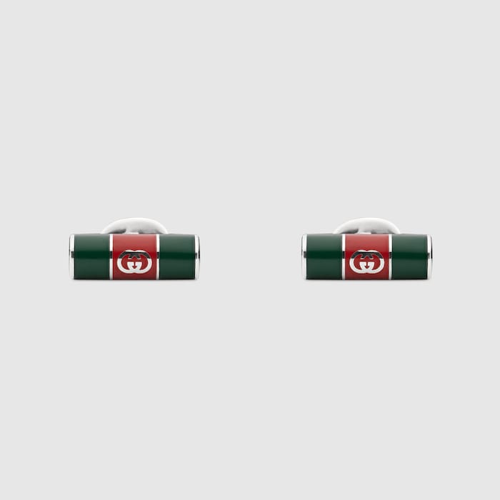 Cufflinks with Web detail in 925 sterling silver | GUCCI® US