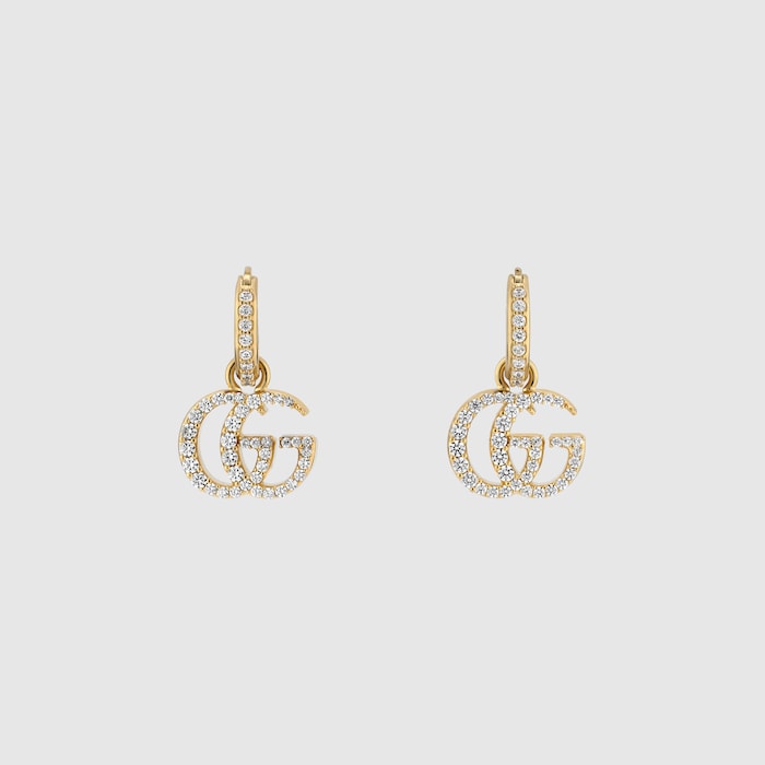 ダブルG クリスタル ピアス ・ゴールドトーン ブラス | GUCCI公式