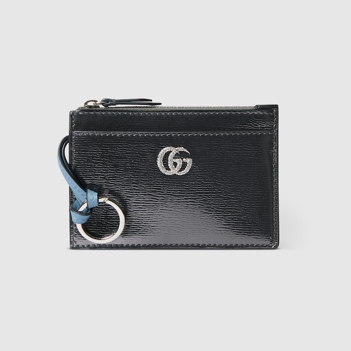ダブルG ジップ キーポーチ ・シルバー パテントレザー | GUCCI公式